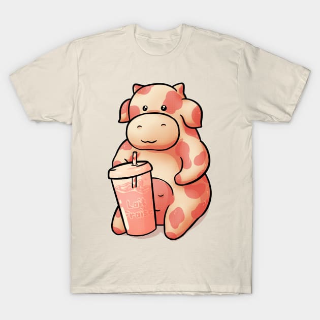 Strawberry Cow Having some Strawberry Milk T-Shirt by anycolordesigns